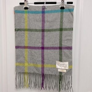 VINTAGE Coach 100% Cashmere scarf, gray with multicolour large plaid